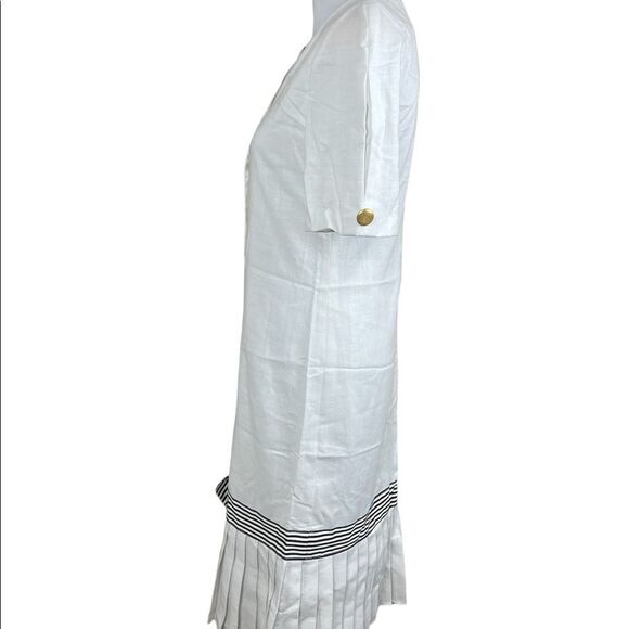 Vintage Patty O'Neil White and Blue Button Down Pleated Bottom Dress.sz 6 - Picture 3 of 8
